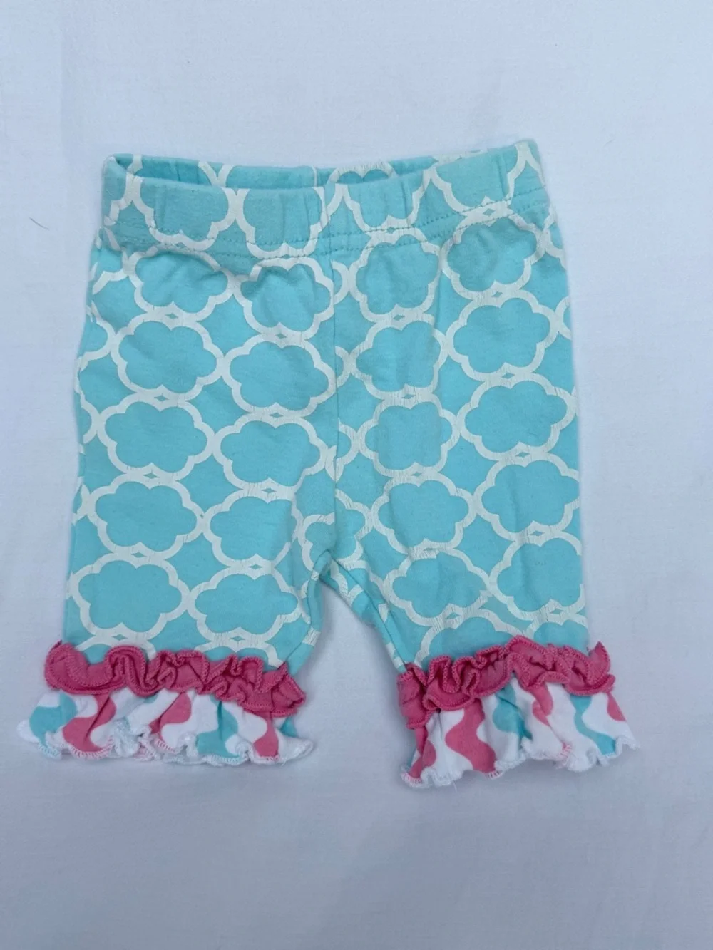 6 MTH Baby Essentials Pink and Aqua Ruffle Two-Piece Set